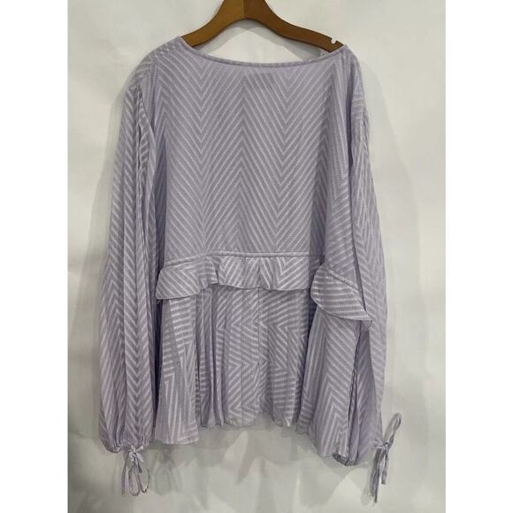 ASOS DESIGN Curve Plus Size 22 Smock Blouse Lilac Lavender Babydoll Long Sleeve - Picture 6 of 9